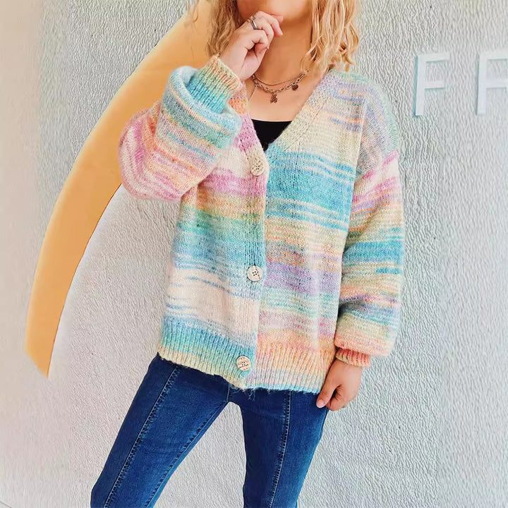 Damen gemütlicher Strickcardigan mit Knopfdetails und weich fließendem Material Drune