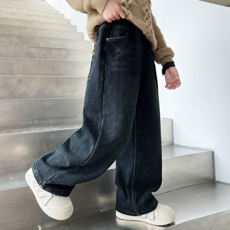 Herren weit geschnittene Denim-Hose mit tiefen Taschen Drune