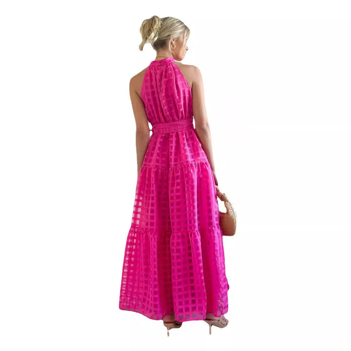 Damen Maxikleid mit raffiniertem Hochkragen und gestuftem Design Drune