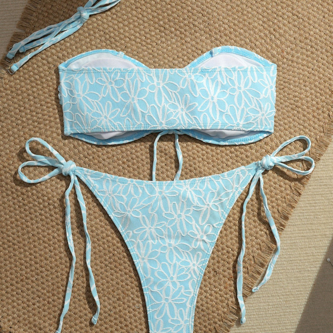 Damen Bandeau-Bikini-Set mit verspielten Rüschendetails Drune