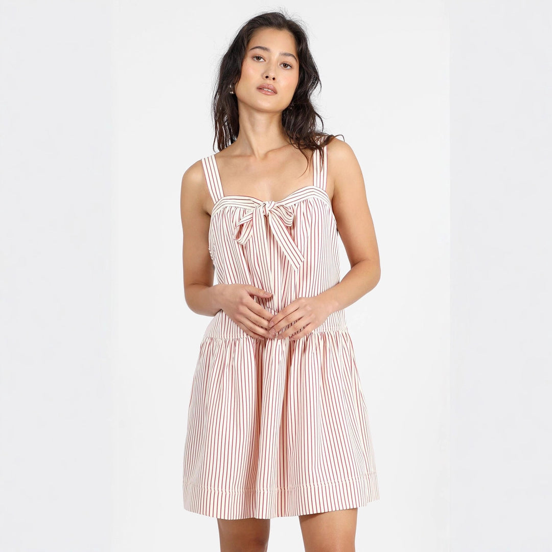 Damen luftiges Sommerkleid mit dekorativem Schleifenakzent Drune