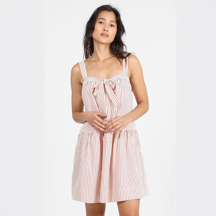 Damen luftiges Sommerkleid mit dekorativem Schleifenakzent Drune