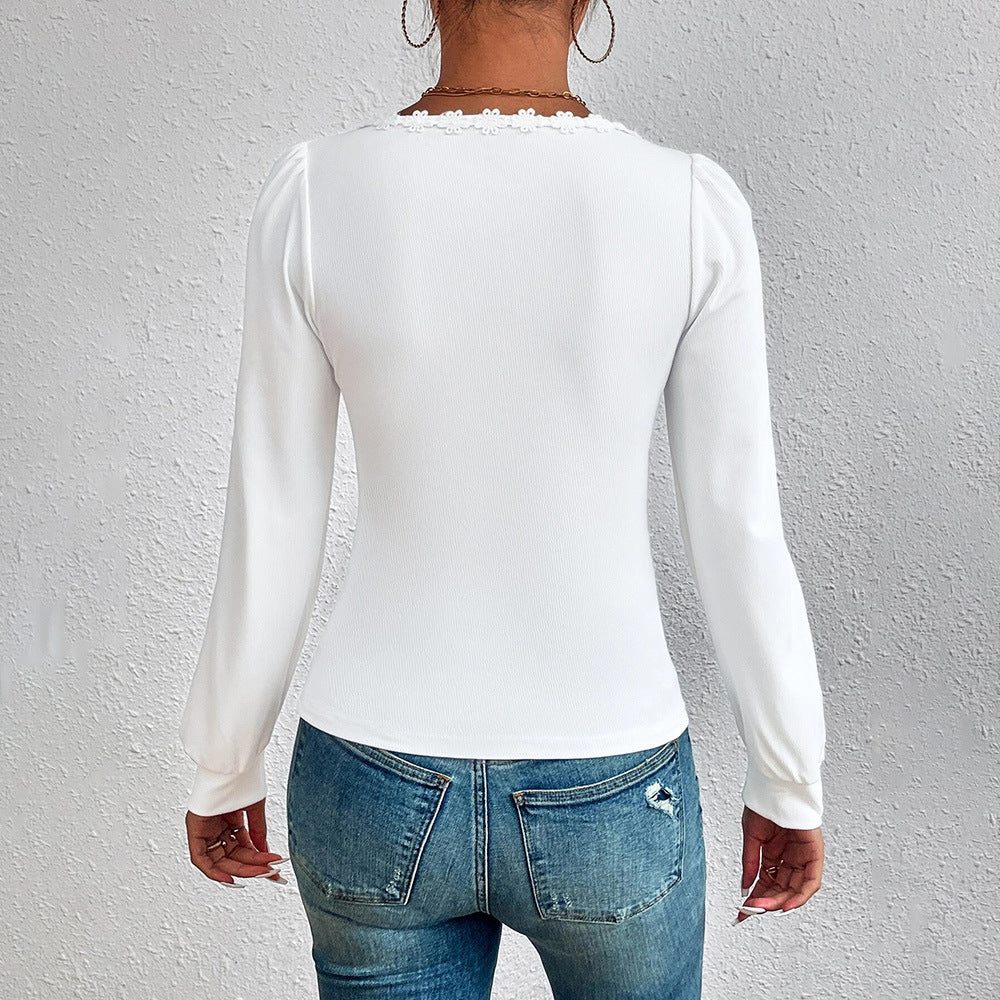 Damen Langarmshirt mit eleganter Rüschendekoration und taillierter Passform Drune