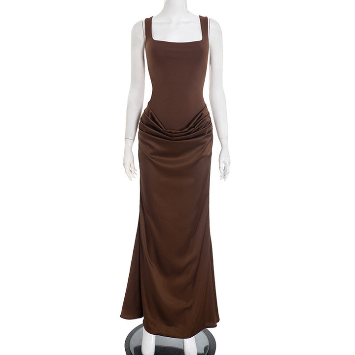 Damen Elegantes Maxikleid mit drapiertem Oberteil und schmalem Schnitt Drune