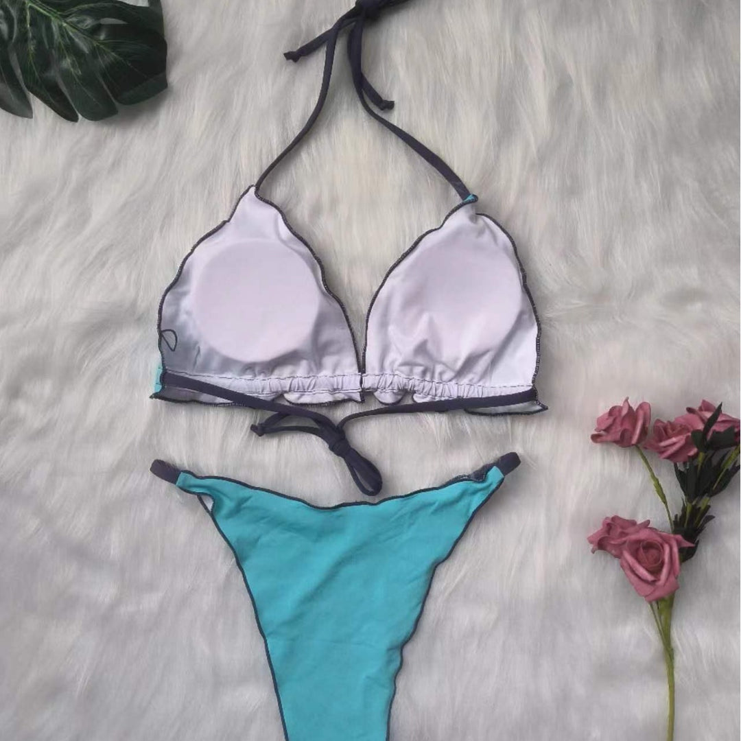 Damen Triangel-Bikini-Set mit geometrischem Design Drune