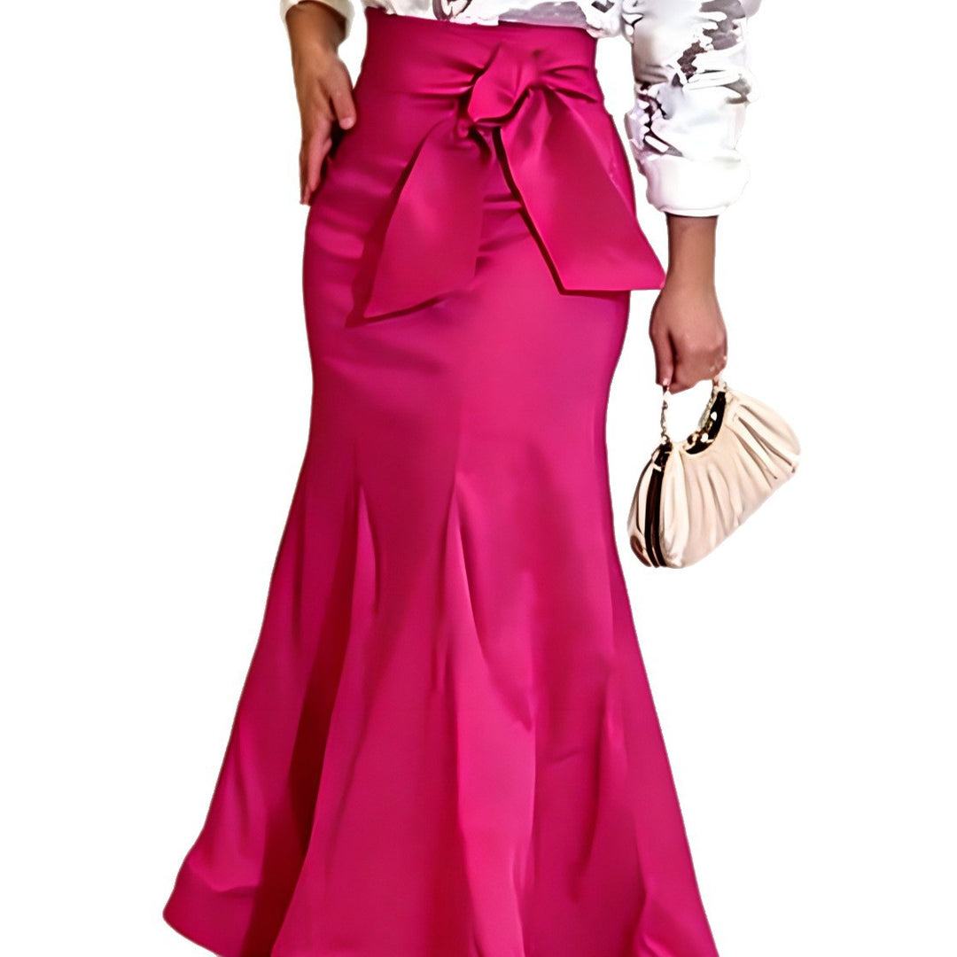 Damen Eleganter Maxi-Rock mit voluminösem Schleifen-Detail Drune