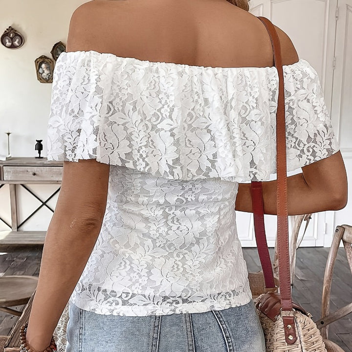 Damen Off-Shoulder Spitzenbluse Drune