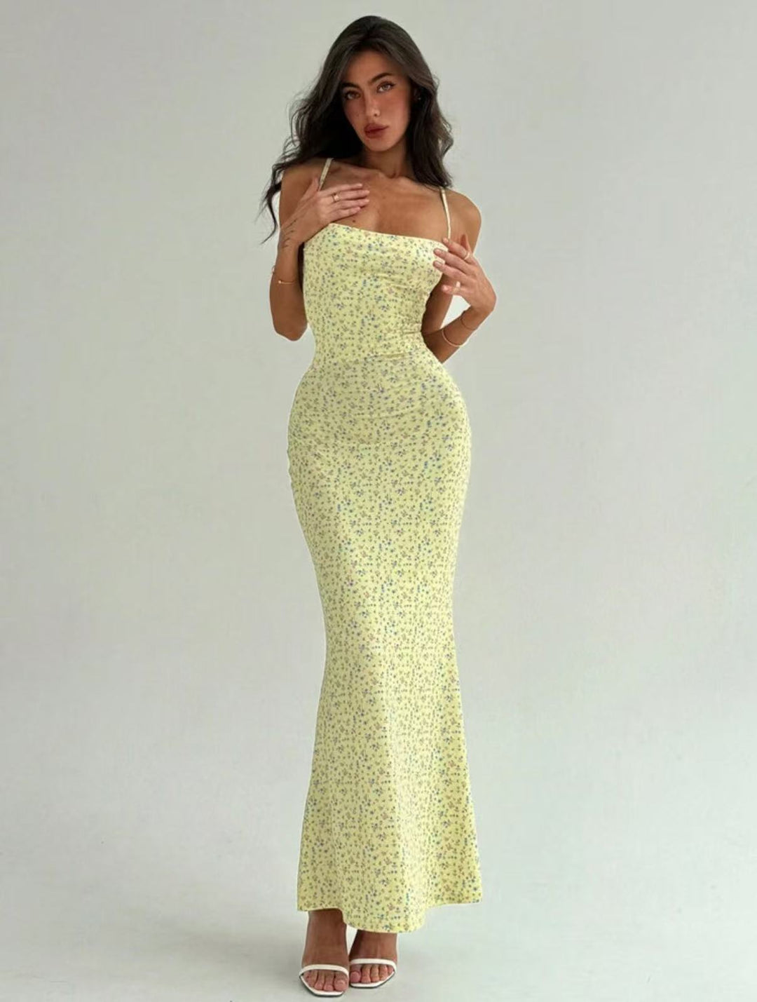 Damen Elegantes Maxikleid mit floralem Muster und schmalem Schnitt Drune