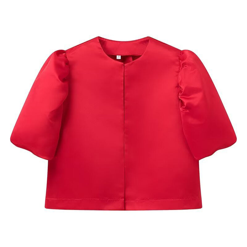 Damen stilvolle Bluse mit puffärmeln Drune