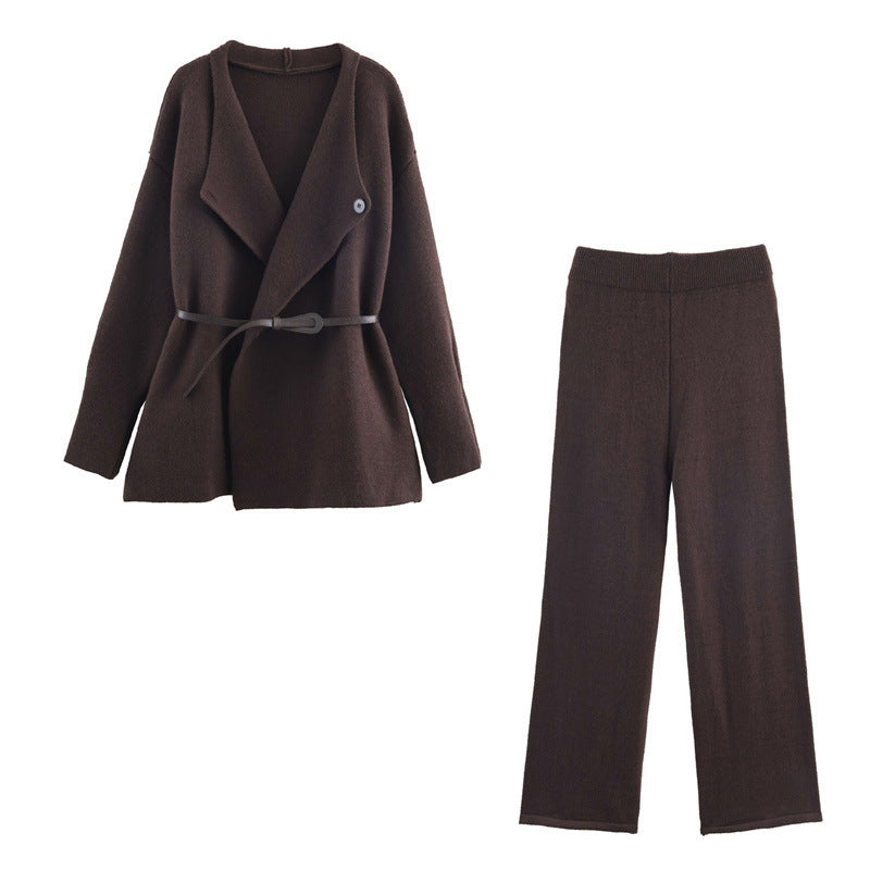 Damen elegantes Overall-Set mit taillierbarem Gürtel und weitem Schnitt Drune