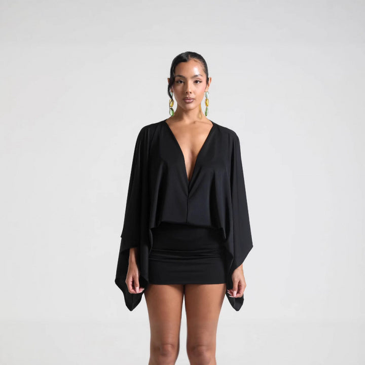 Damen Chices Minikleid mit voluminösen Ärmeln und elegantem Stehkragen Drune