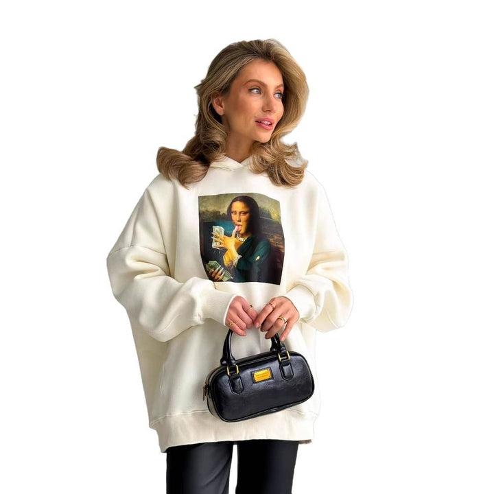 Damen Oversized Hoodie mit kreativem Kunstmotiv Drune