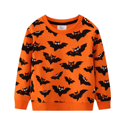 Jungen Sweatshirt mit fröhlichem Fledermaus- und Halloween-Design Drune