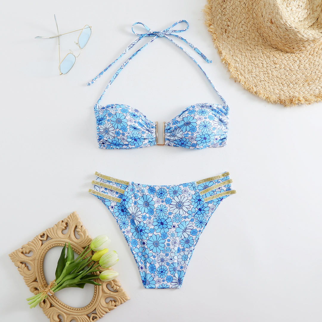 Damen Bikini-Set mit modischen Rüschen und verstellbaren Trägern Drune