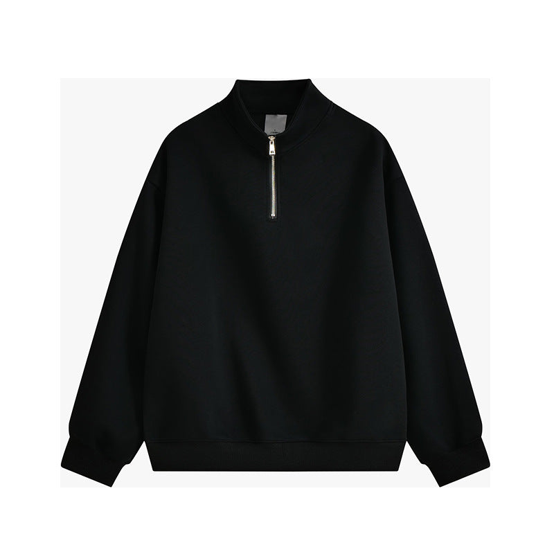 Unisex oversized Halbzip-Sweatshirt mit Stehkragen, Rippbündchen und weichem Fleece-Innenfutter Drune