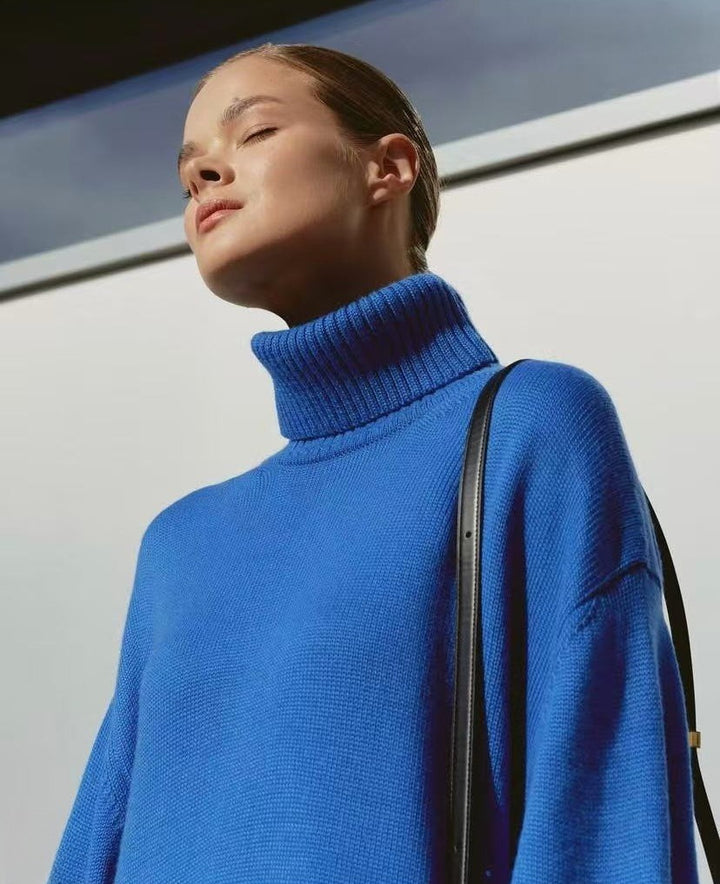 Damen Lässiger Rollkragenpullover aus hochwertigem Strick Drune