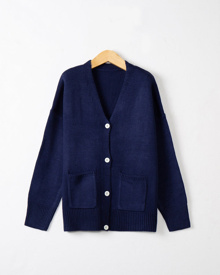 Damen Grobstrick Cardigan mit praktischen Eingrifftaschen und V-Ausschnitt Drune