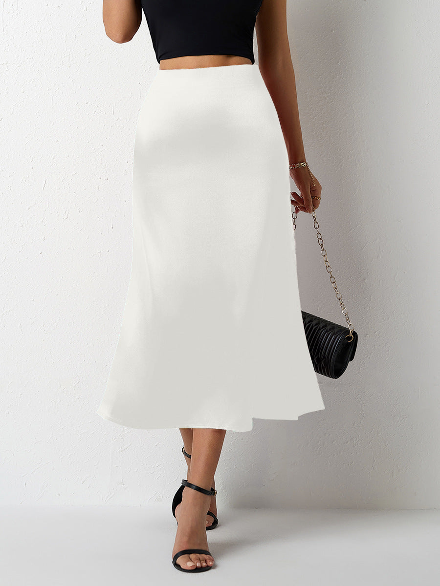 Damen eleganter Midirock aus schimmerndem Stoff mit figurschmeichelndem Schnitt Drune