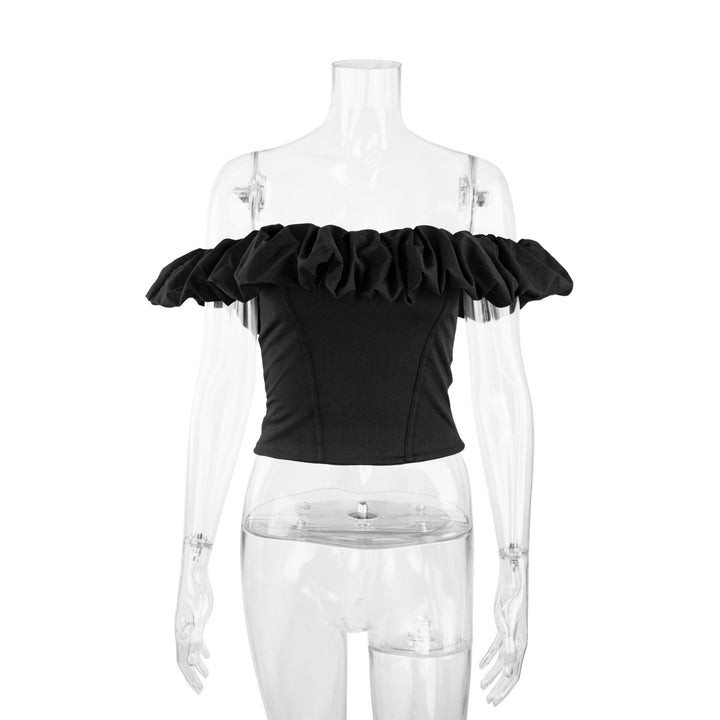 Damen Off-Shoulder Rüschenshirt mit tailliertem Schnitt Drune