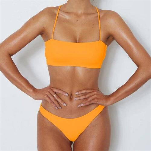 Damen Bikini mit modischem Bandeau-Oberteil und verstellbaren Trägern Drune