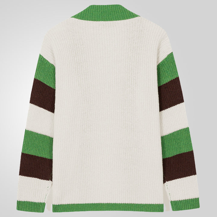 Herren Offene Strickjacke mit breiten Streifen und lässigem Schnitt Drune