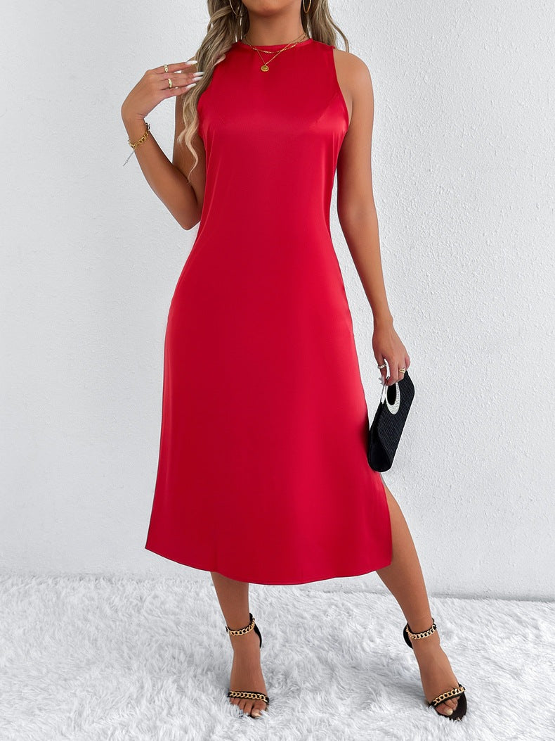 Damen Maxikleid mit tiefem Schlitz und schickem Racerback Drune