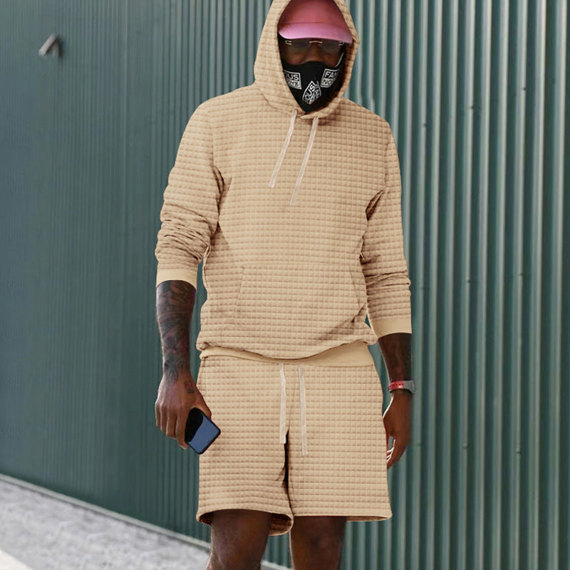 Herren lässiger Kapuzenpullover und Shorts Set aus atmungsaktivem Material Drune