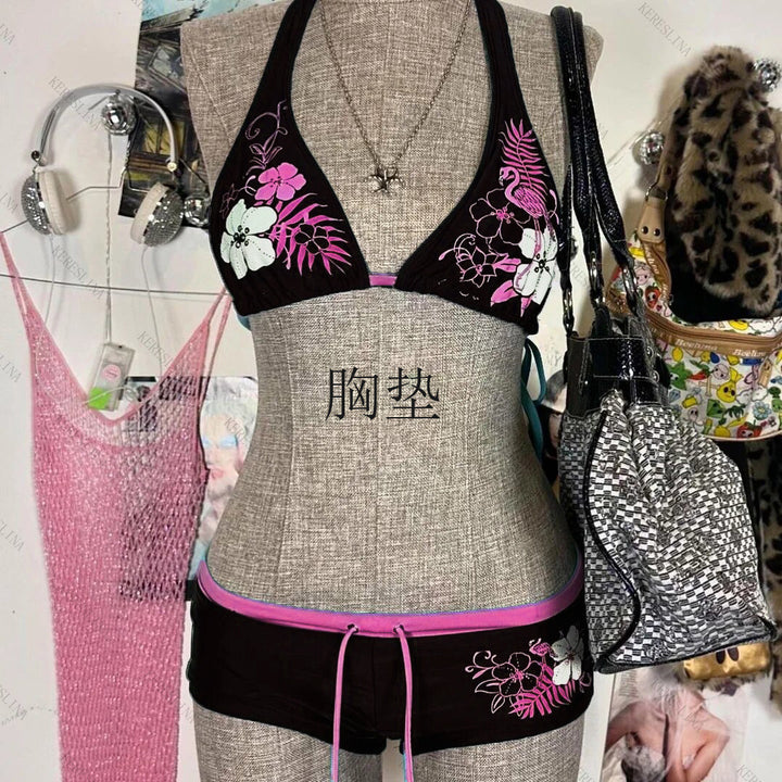 Damen-Bikini-Set mit floralem Design und verstellbaren Trägern Drune