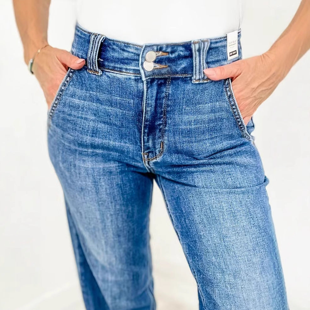 Damen High-Waist Mom Jeans Drune