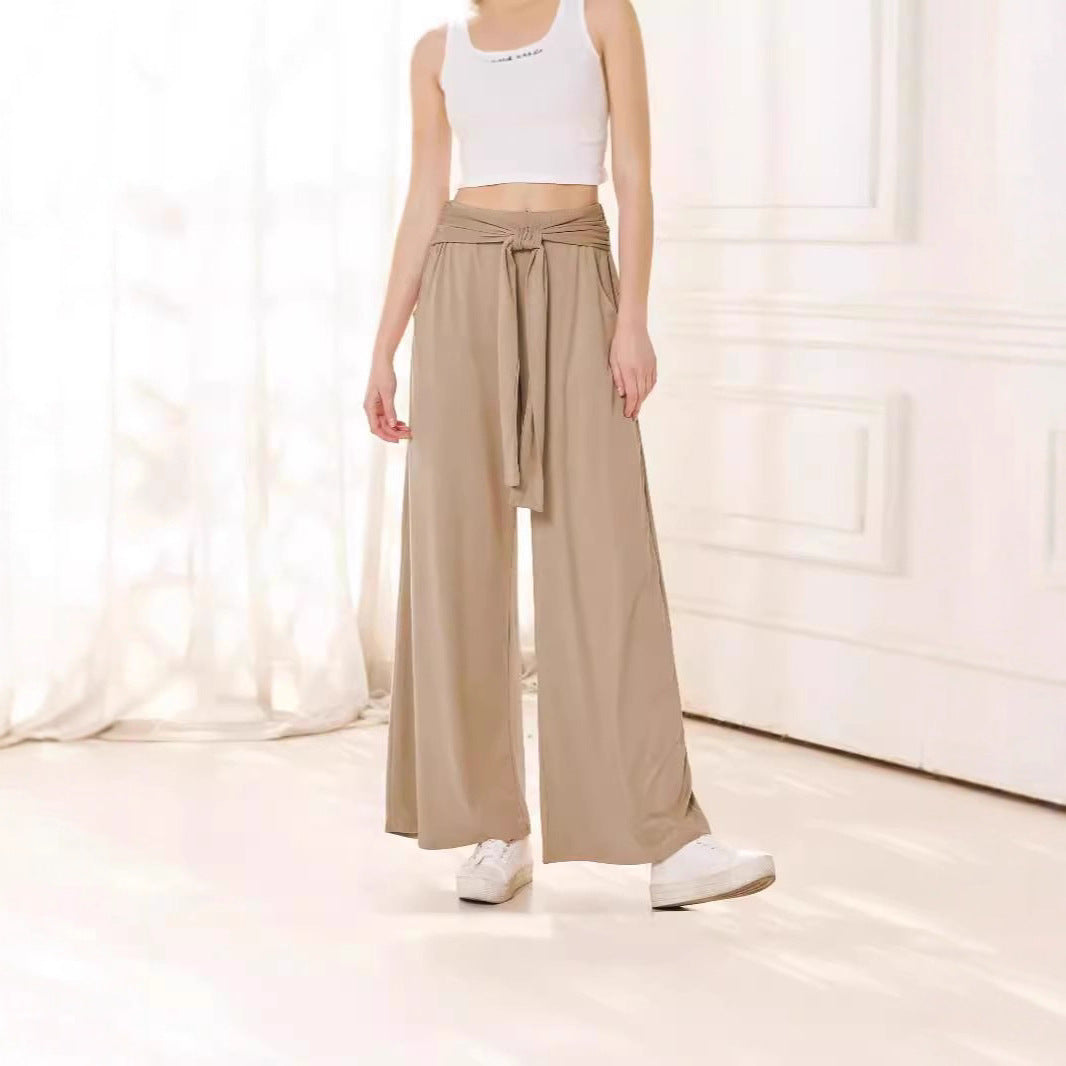 Damen Bequeme und stylische Weite Hose mit Taillengürtel Drune