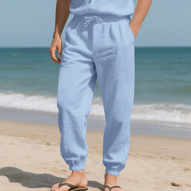 Herren lässige Strandhose mit elastischem Bund und praktischen seitlichen Taschen Drune