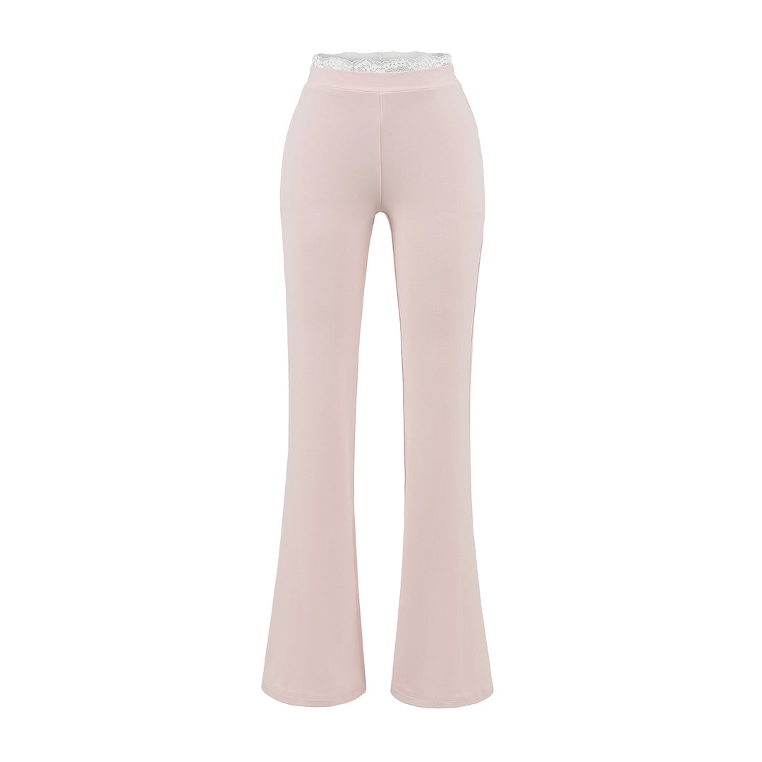 Damen Hochbundige Stretch-Jeans mit Spitzenverzierung Drune