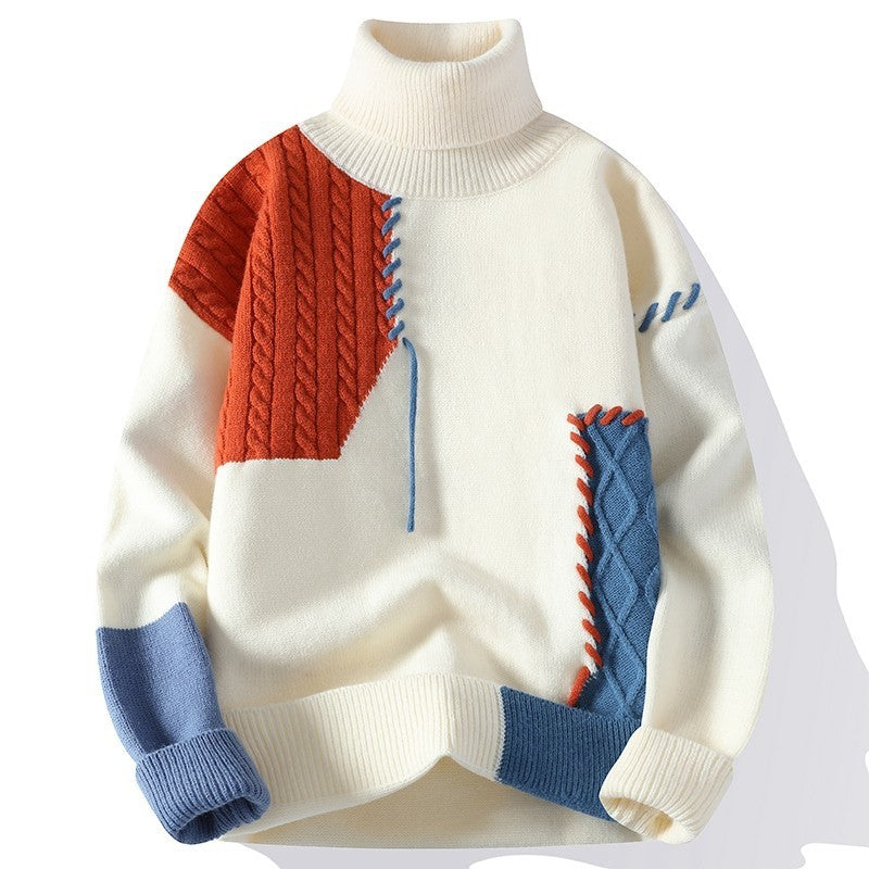 Unisex nan strukturierter Oversize-Strickpullover mit Zopfmuster und dekorativer Steppnaht Drune