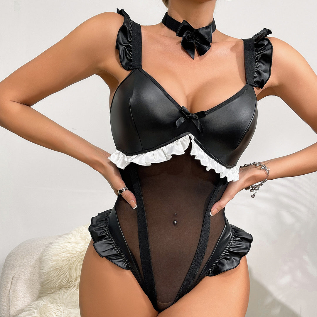 Damen Verspielt transparentes Dessous-Set mit Rüschendetails Drune
