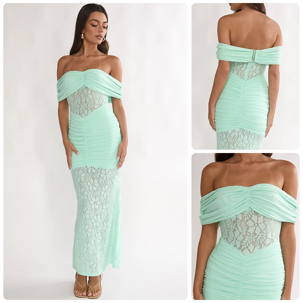 Damen Cocktailkleid mit elegantem Spitzenoberteil und fließendem Rock Drune