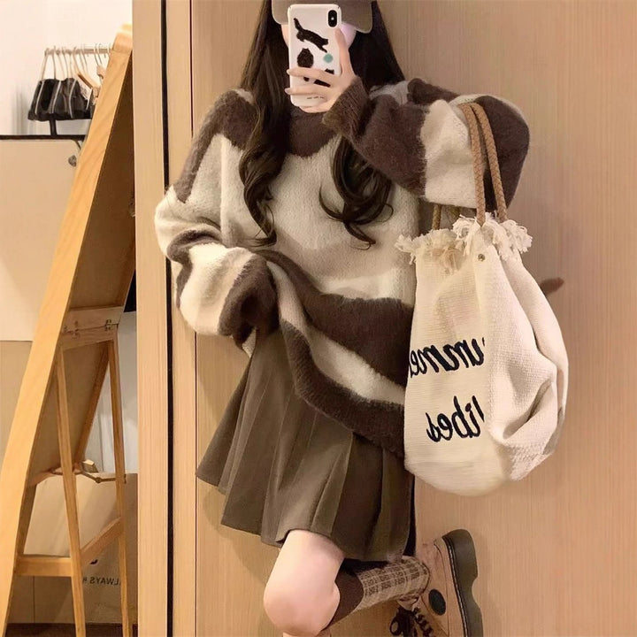 Damen Kuscheliger Oversized-Pullover mit modernen Farbverläufen Drune