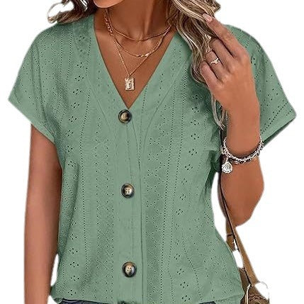 Damen genähte Bluse mit Knopfleiste Drune