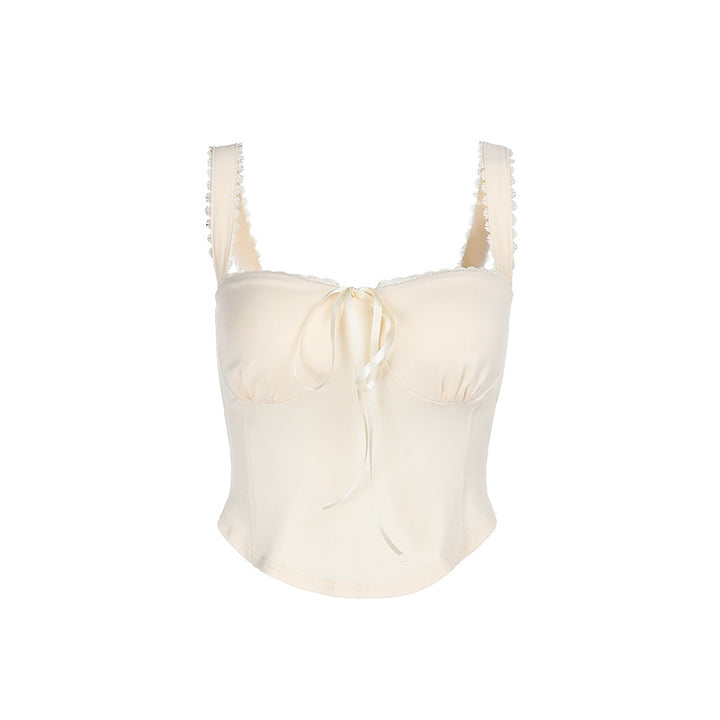 Damen Top mit Spaghetti-Trägern und Raffungen Drune