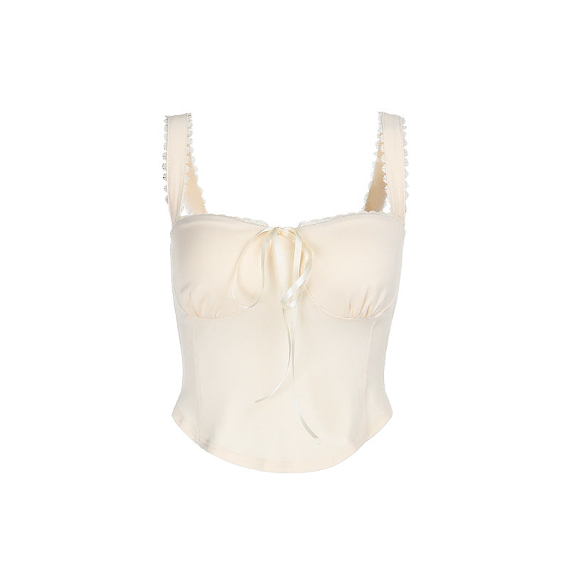 Damen Top mit Spaghetti-Trägern und Raffungen Drune