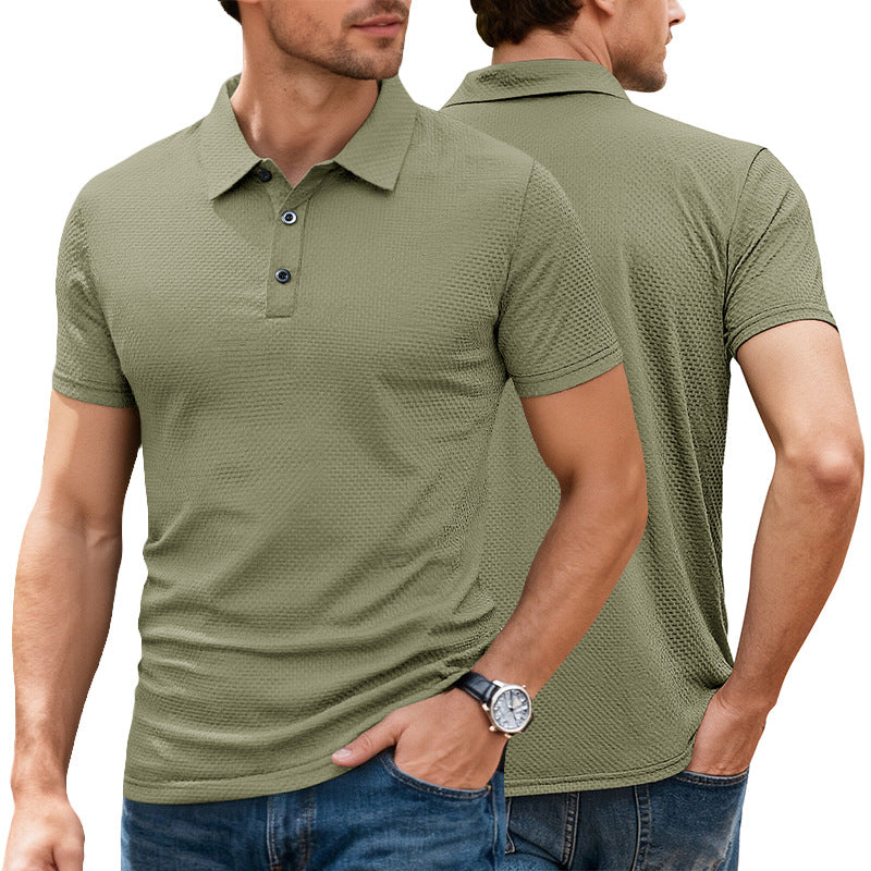 Herren nan strukturiertes Mikrojacquard-Poloshirt mit schlanker Passform und elastischem Komfortstretch Drune