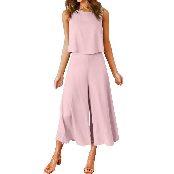 Damen Luftiger Jumpsuit mit schwingendem Bein und ärmellosem Design Drune