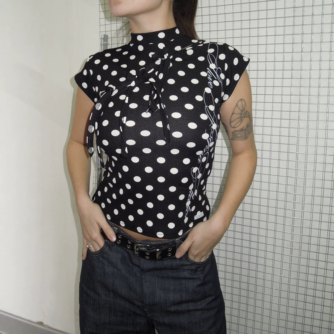 Damen Modisches T-Shirt mit asymmetrischem Schnitt und kreativem Druck Drune
