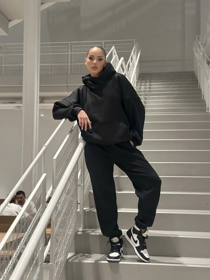 Damen Hoodies und Jogginghose Set Drune