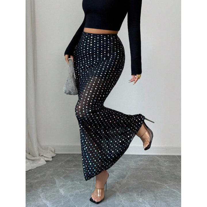 Damen Elegante und schicke maxi Rock mit Pünktchenmuster Drune