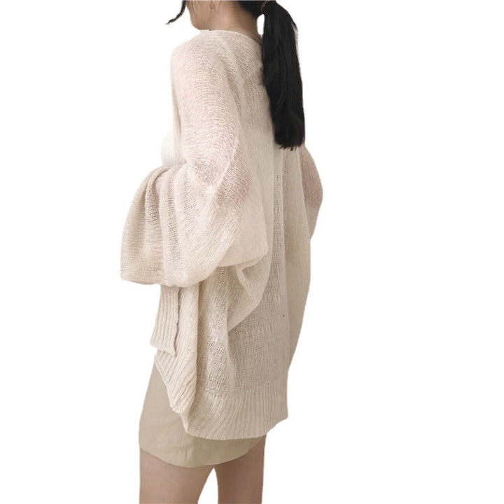 Damen lässiger Strickcardigan mit weitem Schnitt und offenen Ärmeln Drune