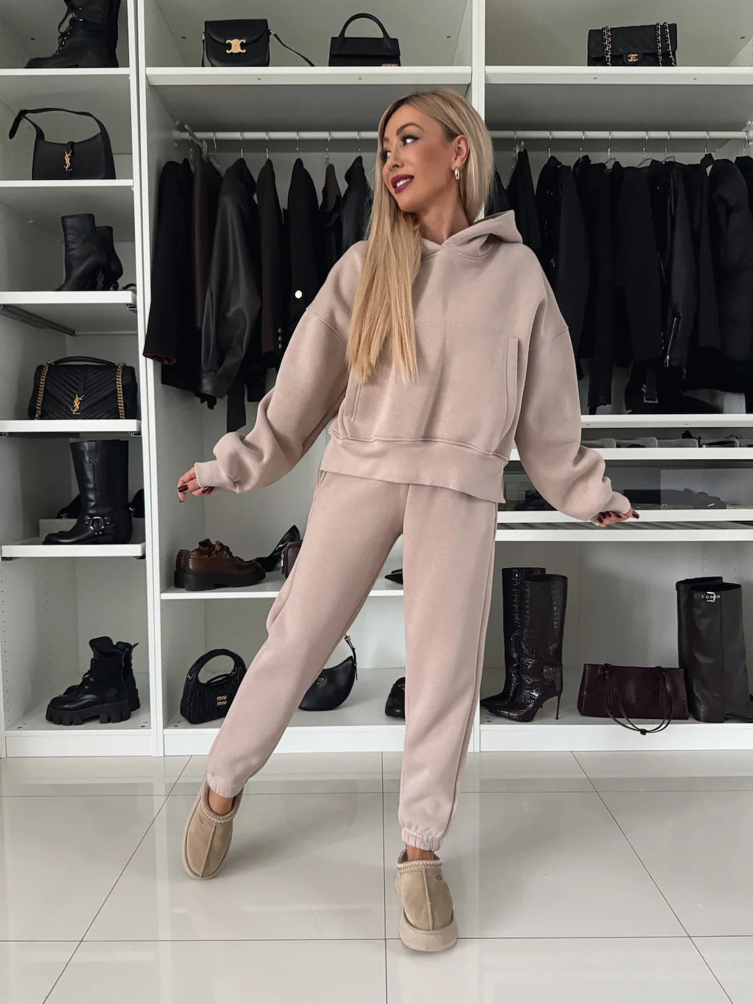 Damen Gemütliches Hoodie- und Jogginghosen-Set aus hochwertigem Material Drune