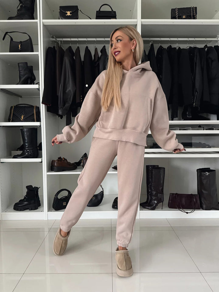 Damen Gemütliches Hoodie- und Jogginghosen-Set aus hochwertigem Material Drune