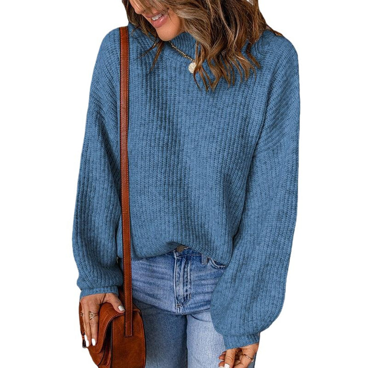 Damen Grobstrickpullover mit lockerer Passform und hohem Kragen Drune