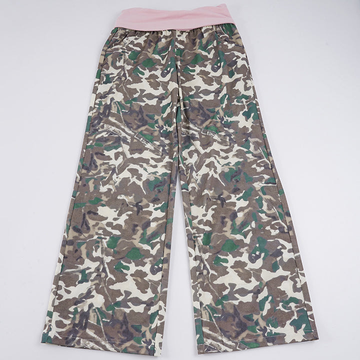 Damen bequeme Cargohose mit elastischem Bund und Camouflage-Muster Drune