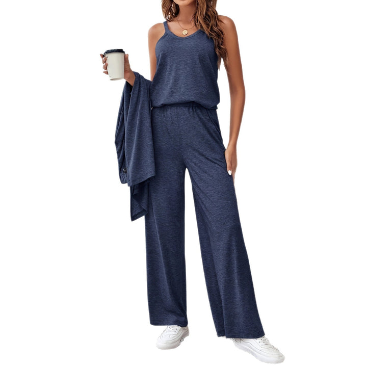 Damen Loungewear-Set mit Longcardigan und weit geschnittener Hose Drune
